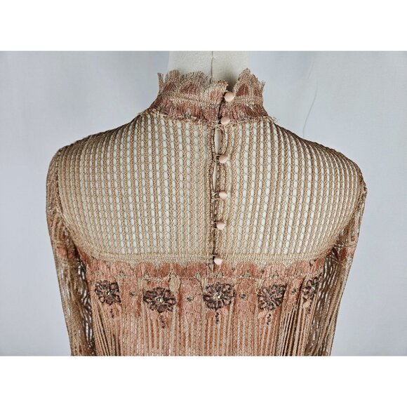 Rina Di Montella Vintage Designer Silk Evening Dress Lace & Beaded Detail Size 8 - Picture 4 of 12